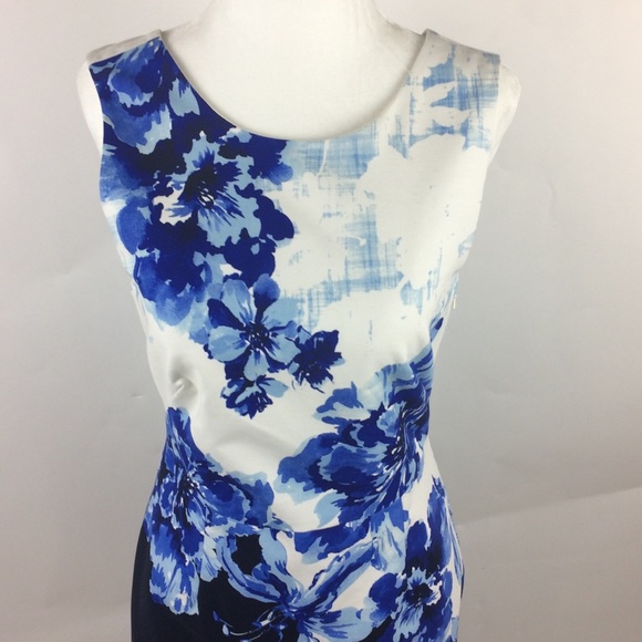 Maeve Vanda Pencil Dress Sz 6 Blue & White Floral - Picture 7 of 8